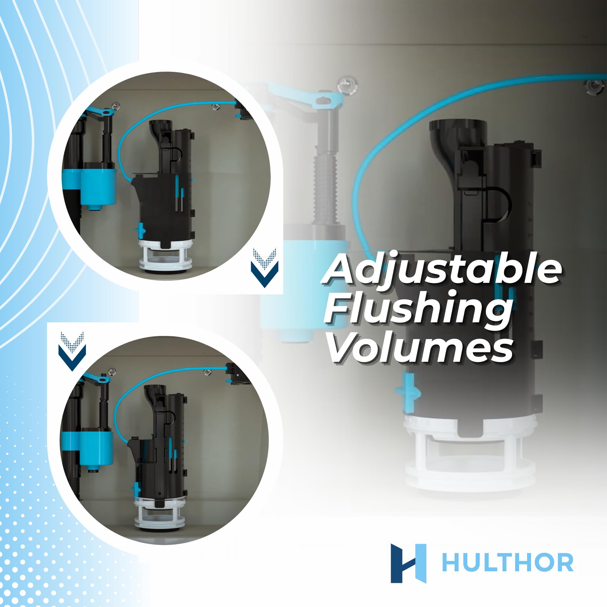 Hulthor Universal Toilet Flush Valve - Dual Flush Cistern Valve with Lever or Push Button Option, Adjustable Toilet Replacement Kit - Image 4