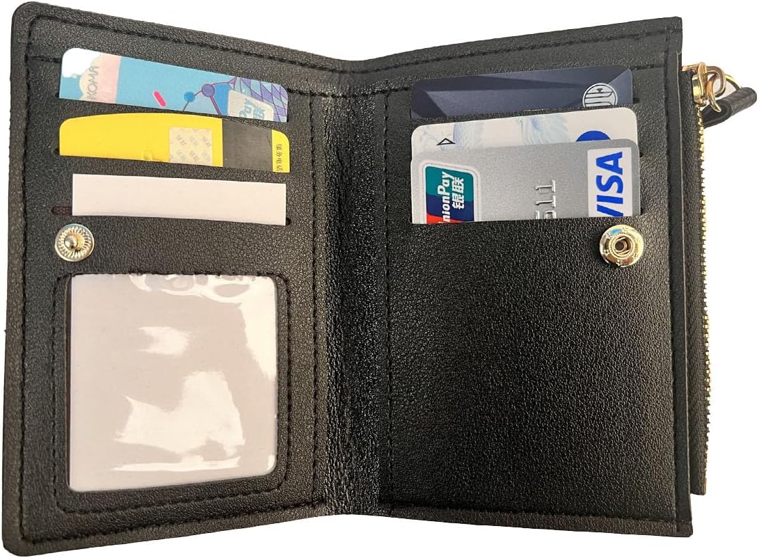 Small Wallet Women I Cherry Wallet I Women'sCute Embroidered Short Wallet I Women and Girls Daily Life Fashionable Versatile Pu Leather Zipper Wallet I Cherry Print Ladies Mini Purse (Black) - Image 3