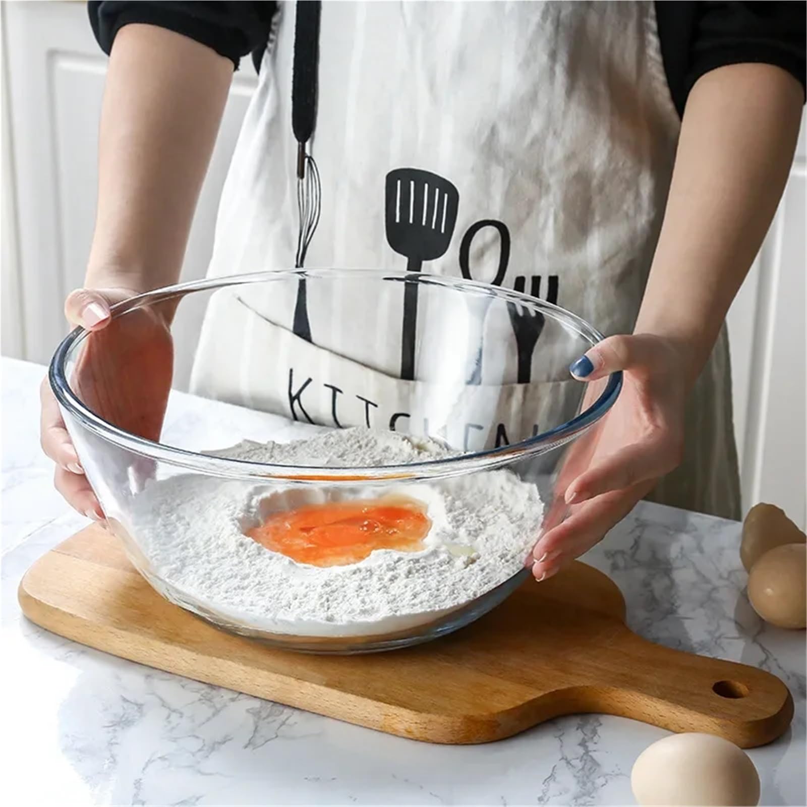 Salatschüssel 2 stücke Transparente Glas Salat Schüssel Extra Große Nudel Ramen Kreative Schalen Mikrowelle Suppe Reis Hause Küche Werkzeuge Für Die Küche(1600ml)