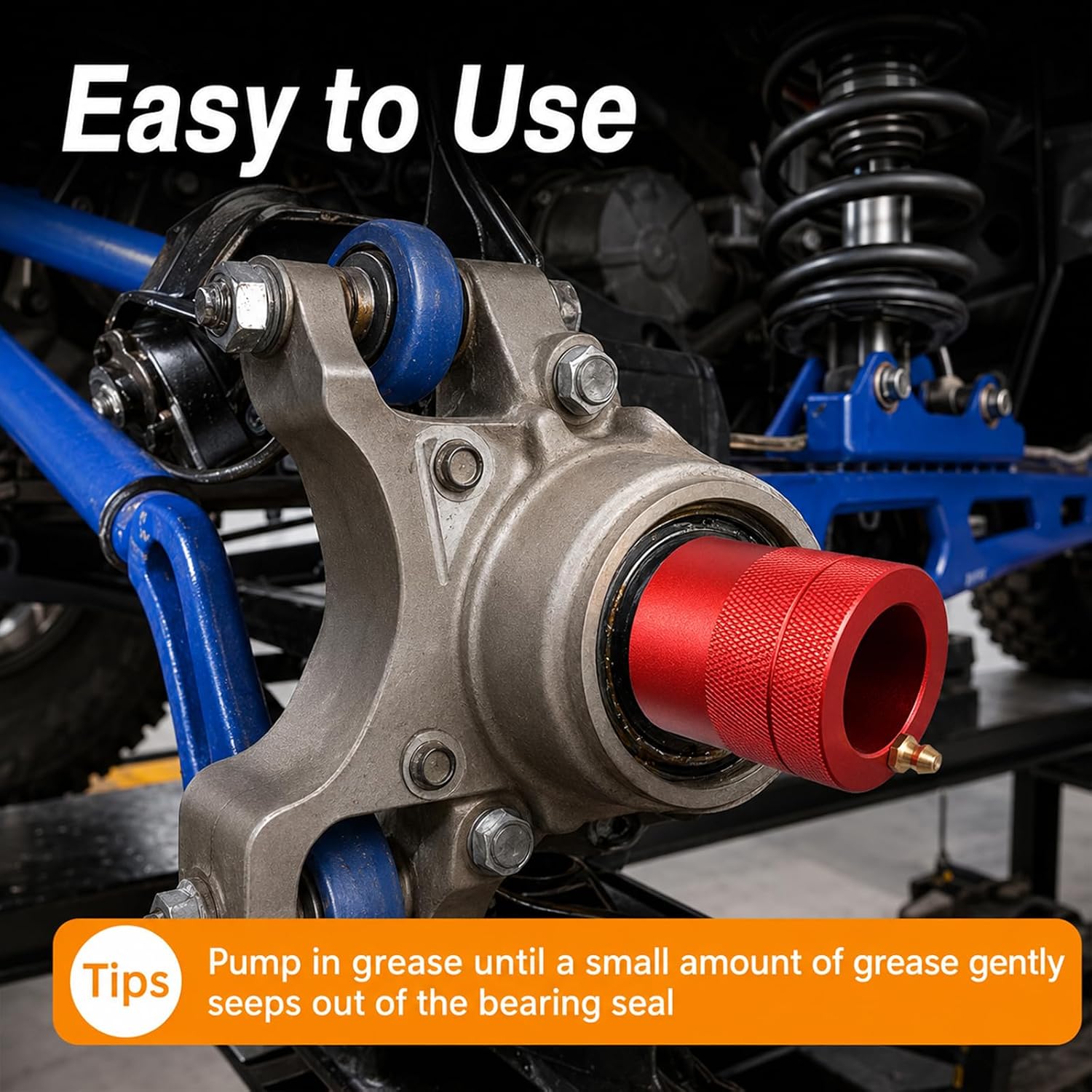 EVRBUL 30mm Wheel Bearing Greaser Tool with Dust Cap Compatible with Arctic Cat, Can-Am, Kawasaki & Yamaha ATV/UTV with 30MM ID Wheel Bearings, Aluminum Construction, 2 FKM O-Rings
