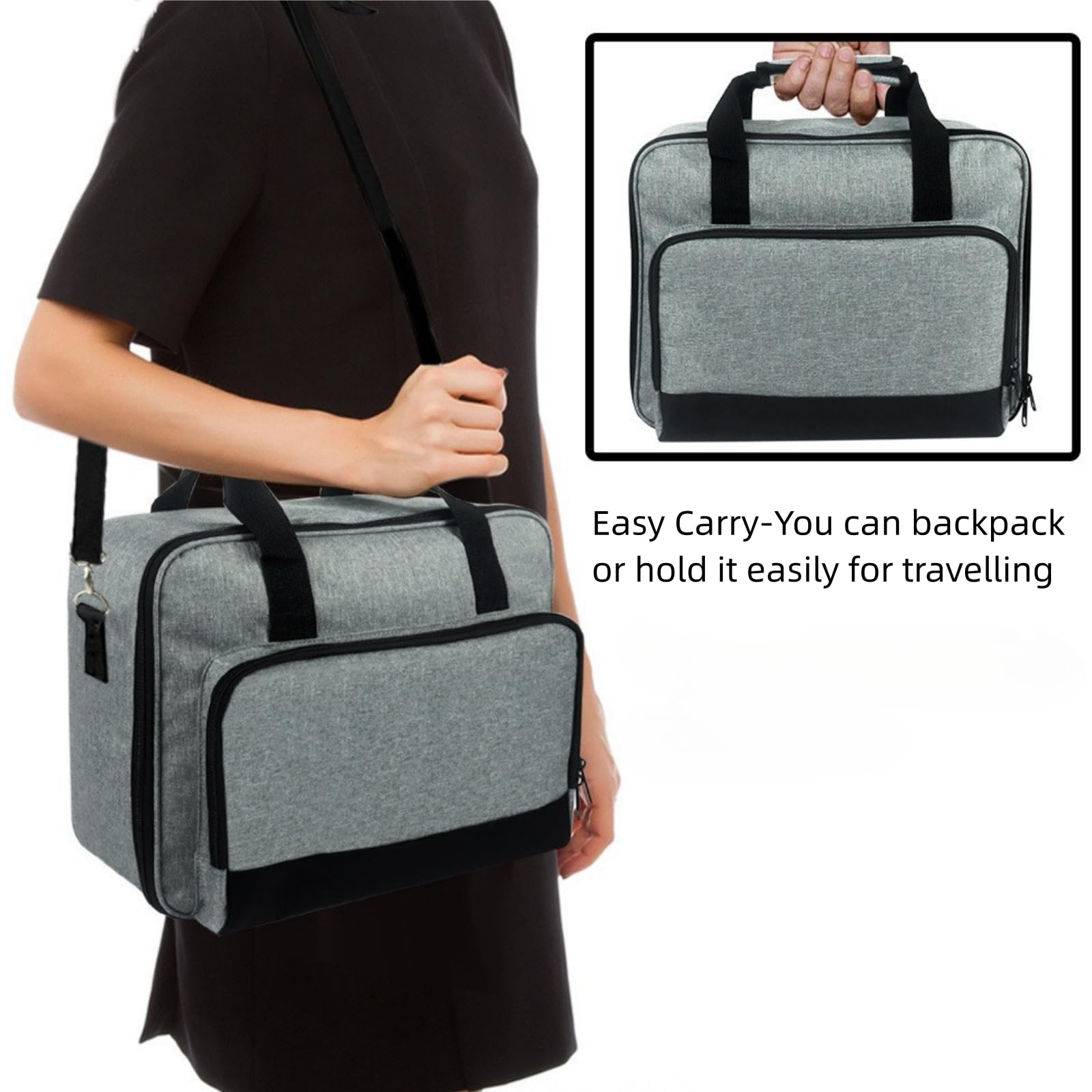 Tragetasche für Epsons CO-W01 Projektor, Tragetasche für Epsons CO-FH02, VS260, ViewSonicss M2W WXGA Projektor mit Taschen und verstellbaren Schultergurten, Grau
