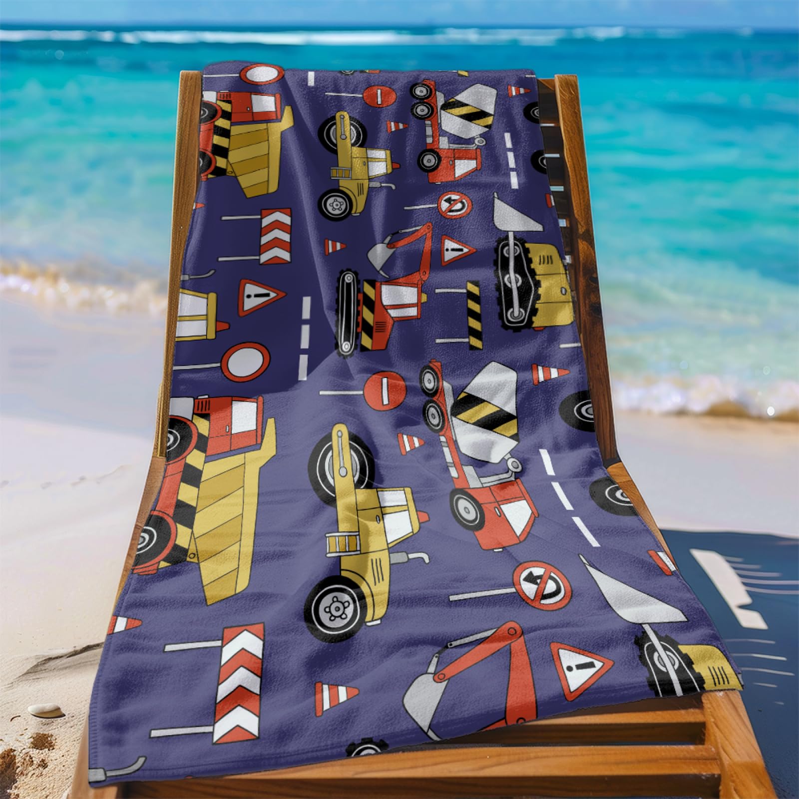 Telo Mare Microfibra 210x230 Auto Gialla Telo Spiaggia Grande Antisabbia,XXL Asciugamano Mare, Asciugatura Rapida, Stuoia Spiaggia Leggero E Portatile
