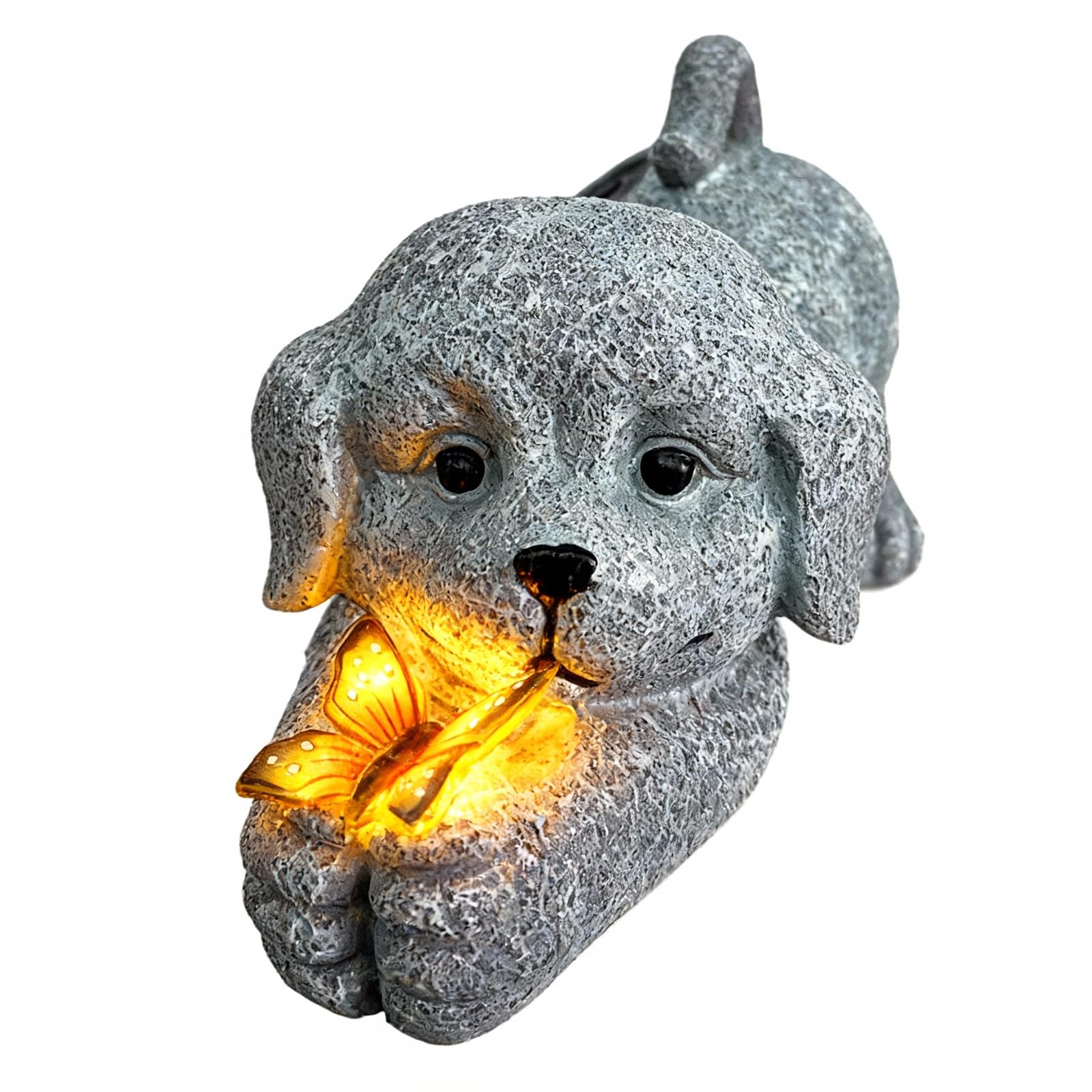 Estatuas Solares de Jardín, Figuras de Jardín de Perrita para Exteriores con Farol Solar, Lámpara Solar Resistente al Agua Figura Decoración de Jardíns, para Exteriores Balcón Regalos Mujeres Mamá, D