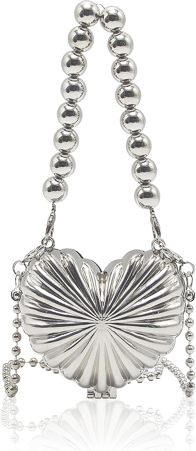 Miuco Heart Shaped Mini Evening Bags for Women Satchel Handbags Shoulder Bag Crossbody