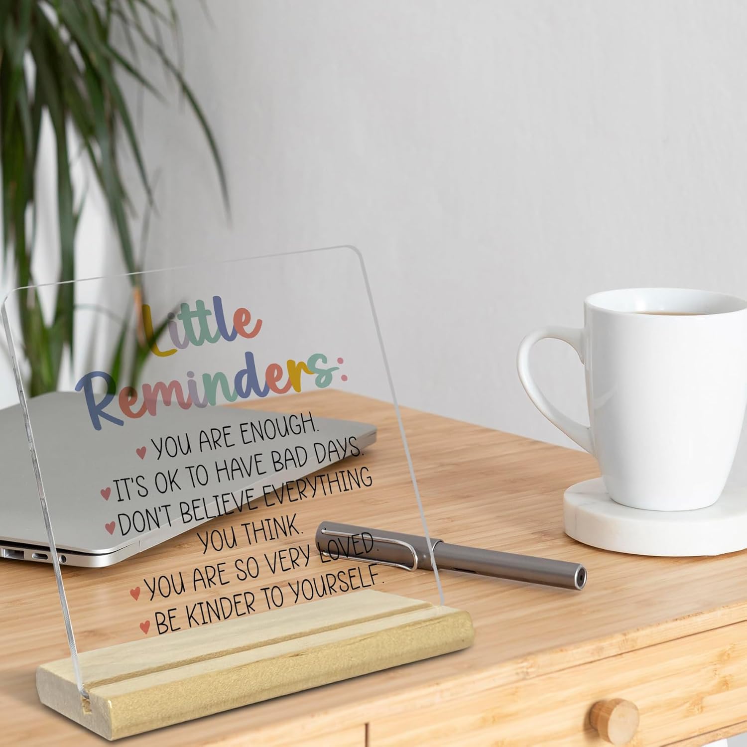Inspirational Acrylic Desk Decor for Women, Little Reminders Motivational Acrylic Plaque Sign for Home Office Table Decoration - Image 7