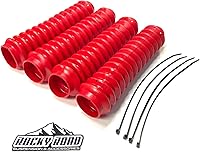 Rocky Road Universal Shock Absorber Dust Boots Set of 4 - 2" Red Polyurethane, Fits Pro Comp Rancho Rough Country Shocks