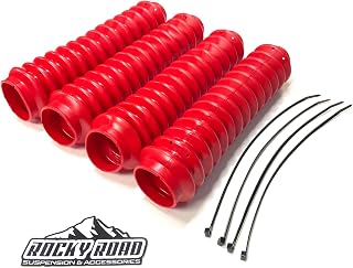 Rocky Road Universal Shock Absorber Dust Boots Set of 4 - 2" Red Polyurethane, Fits Pro Comp Rancho Rough Country Shocks