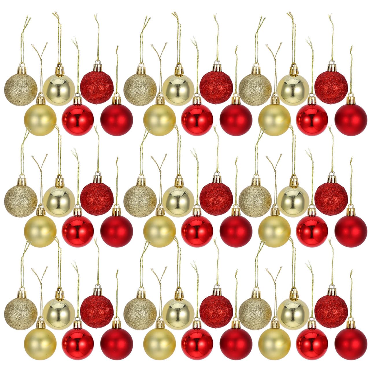 DOITOOL Lot de 50 boules de Noël incassables pour décoration de sapin de Noël, 5,8 cm, rouge et doré, à suspendre