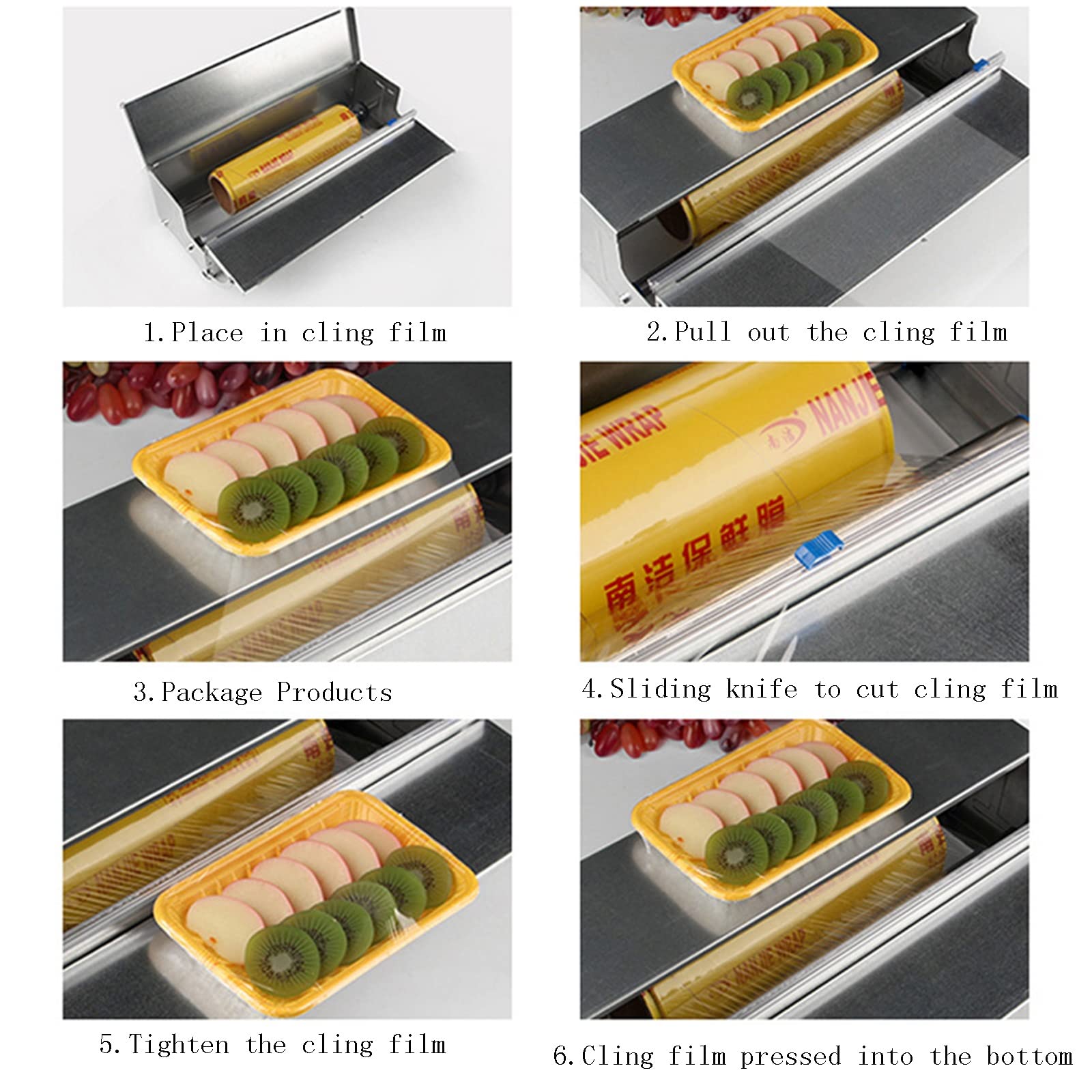EMENAR Dispensador De Film Transparente, Dispensador Reutilizable con Cortador Deslizante, Adecuado para Envases Frescos Domésticos De Supermercados