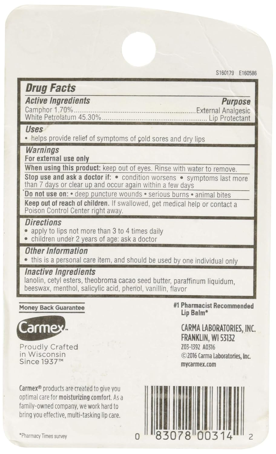 Carmex Lip Balm Tube Classic Medicated 0.35 Ounce 3 Count (10.3ml) : Beauty & Personal Care