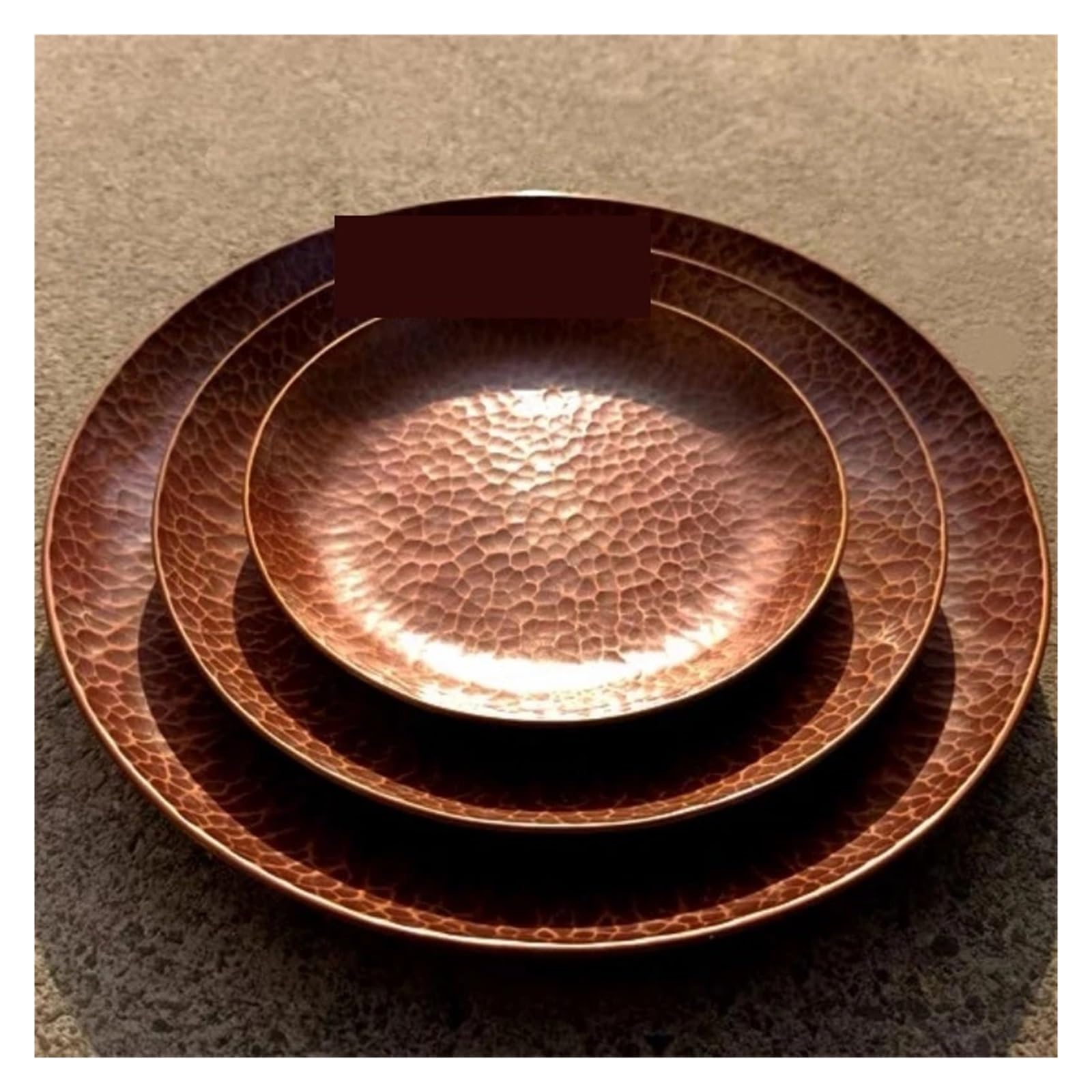 Plateaux Martelés Plateau de Tasse à café en cuivre Pur Vintage | Fromage maison de disque de tasse de thé de texture de marteau fabriqué à la main(10cm)