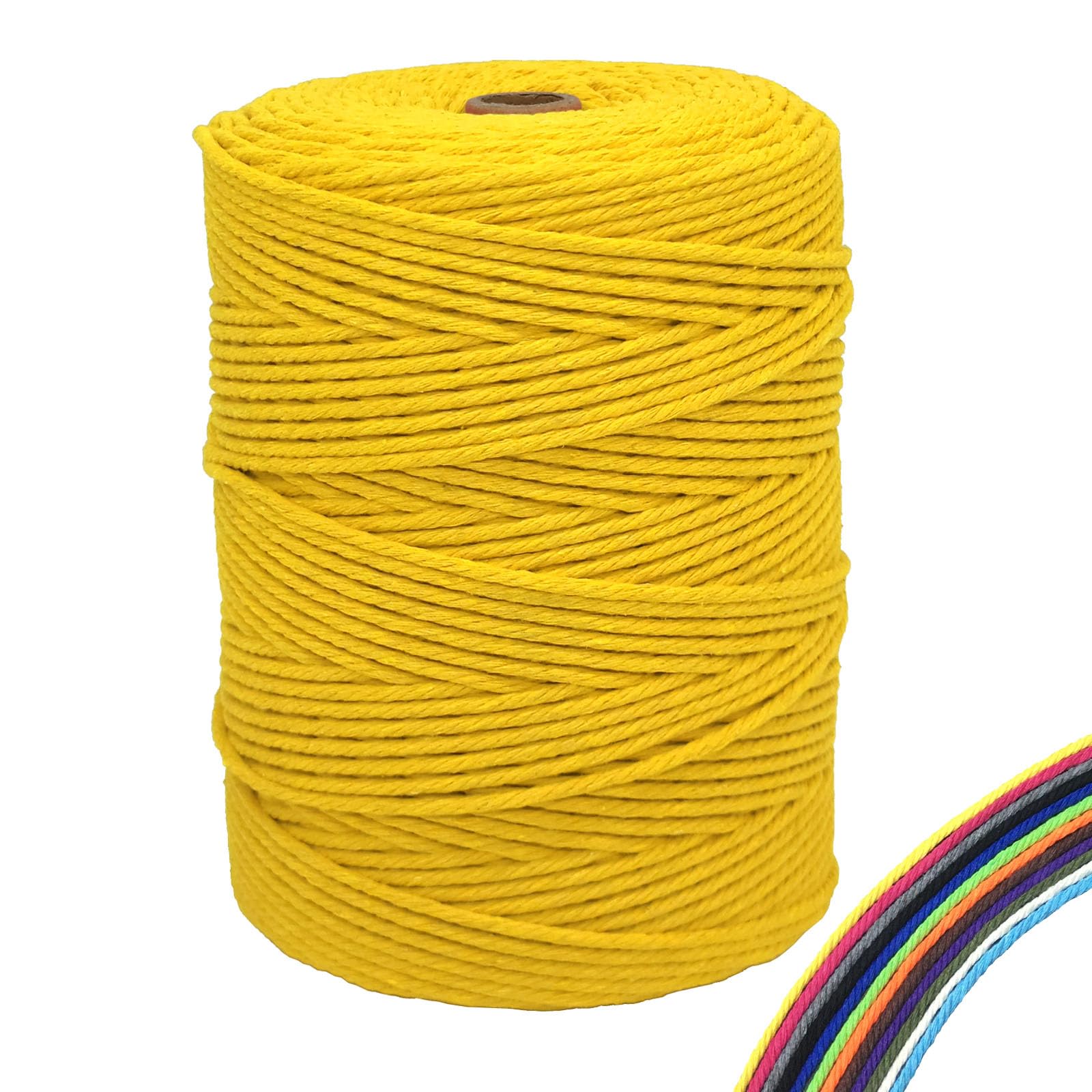 FORBELL Macrame Yarn, 3mm x 300m, Lemon Yellow (Cotton)