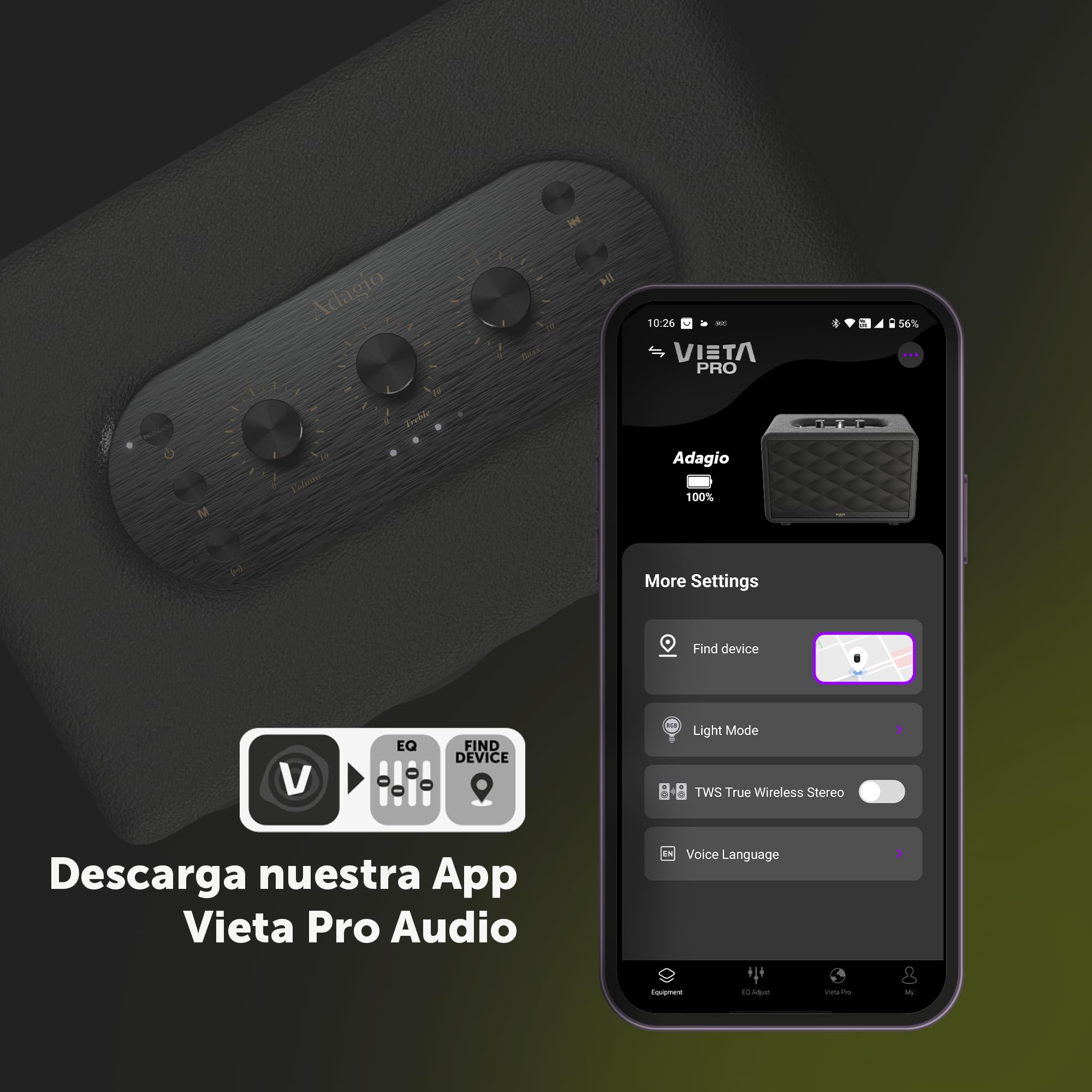 Vieta Pro Adagio Enceinte portable Bluetooth 5.3 Vintage avec batterie 10 h, TWS, IPX7, USB et True Wireless. Haut-parleurs blancs sans fil rétro
