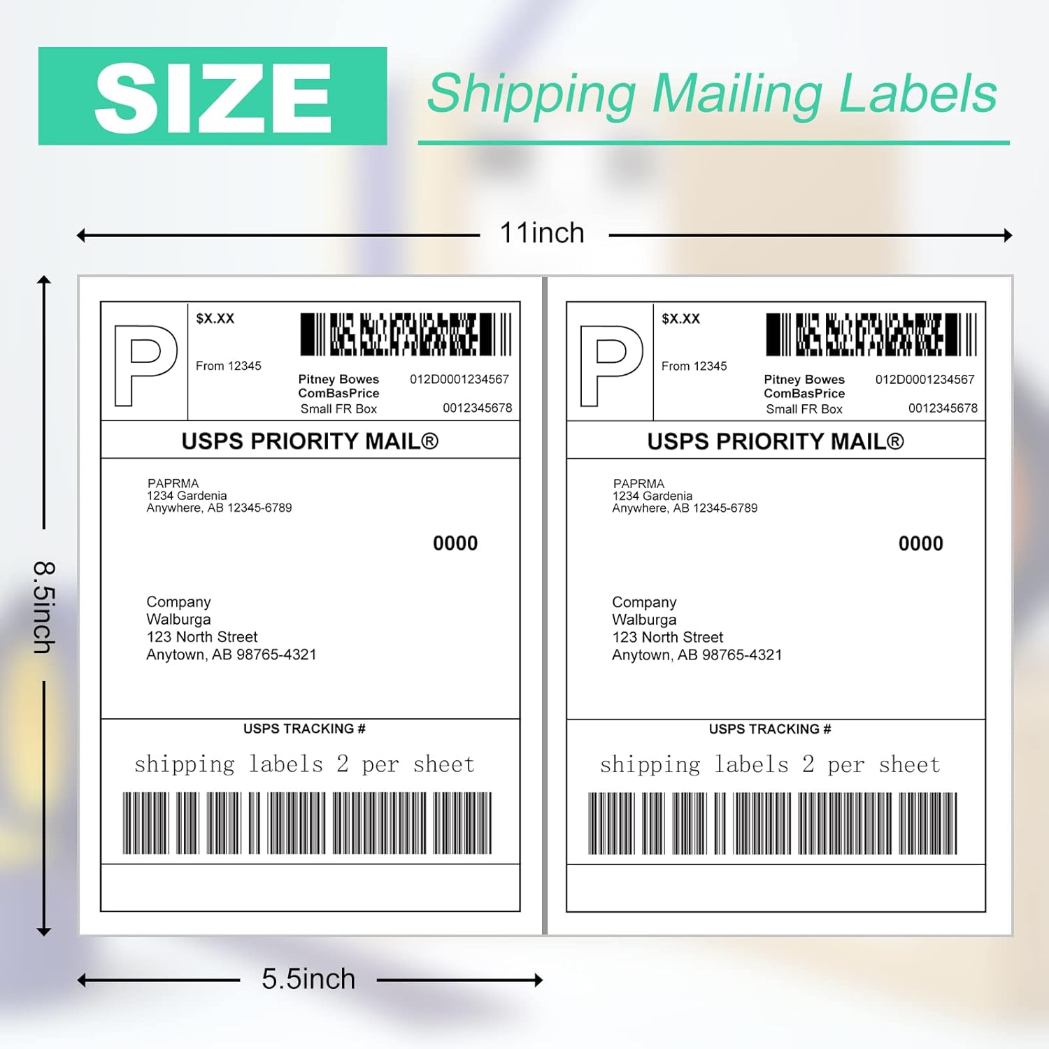 PAPRMA Half Sheet 8.5x5.5inch Shipping Mailing Label 1000 Counts, 2 Labels Per Sheet 8.5 x 11 for Laser & Inkjet Printer, Permanent Adhesive Label Square Corner (500 Sheets) 8.5" X 5.5" 500 sheets