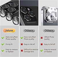 Vista 3 de Jeluse Paquete de 2 protectores de lente de cámara para iPhone 16 Pro Max/iPhone 16 Pro/iPhone 15 Pro Max/iPhone 15 Pro/iPhone 14 Pro Max/iPhone 14