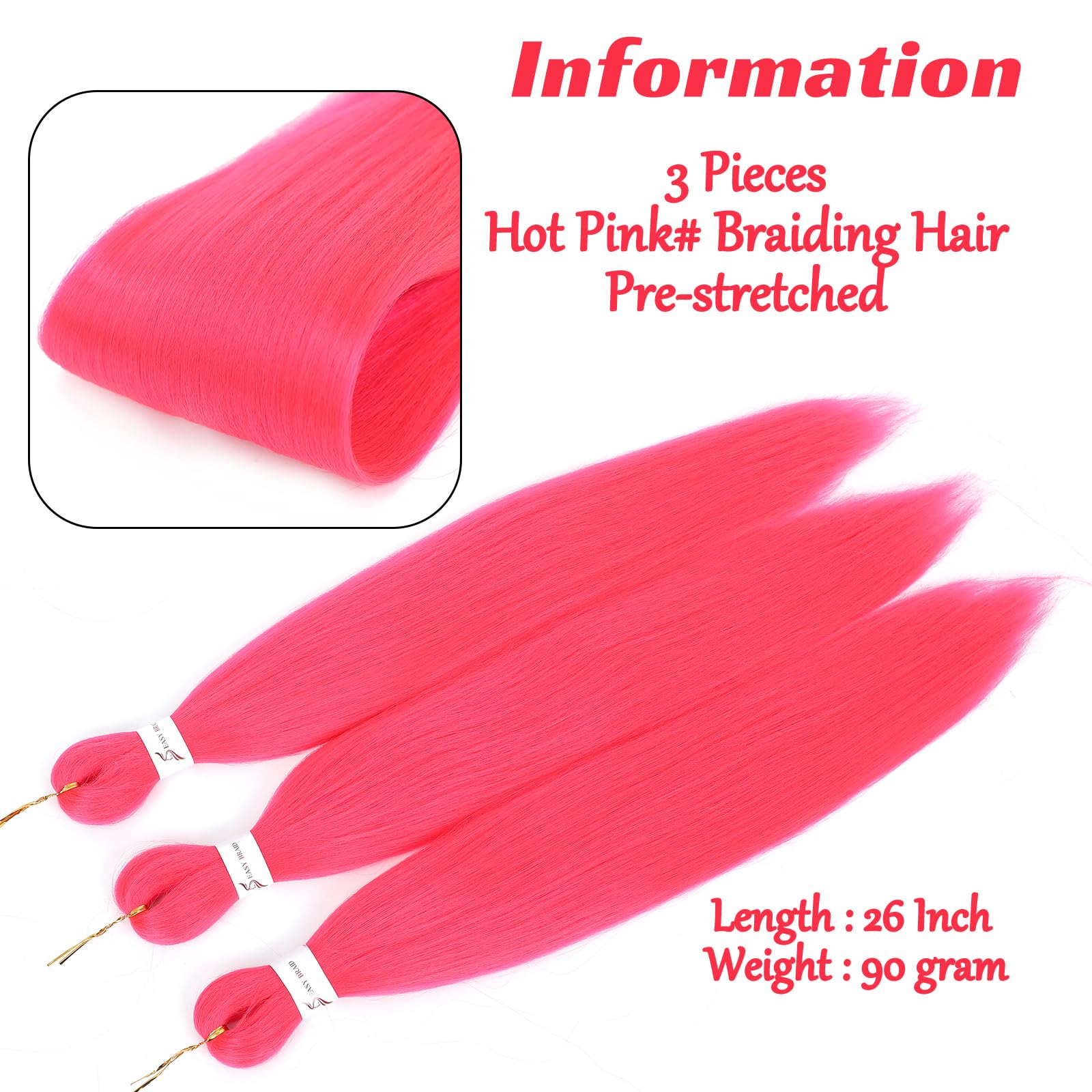 Amazon.com : Royota Hot Pink Braiding Hair Pre stretched Colored