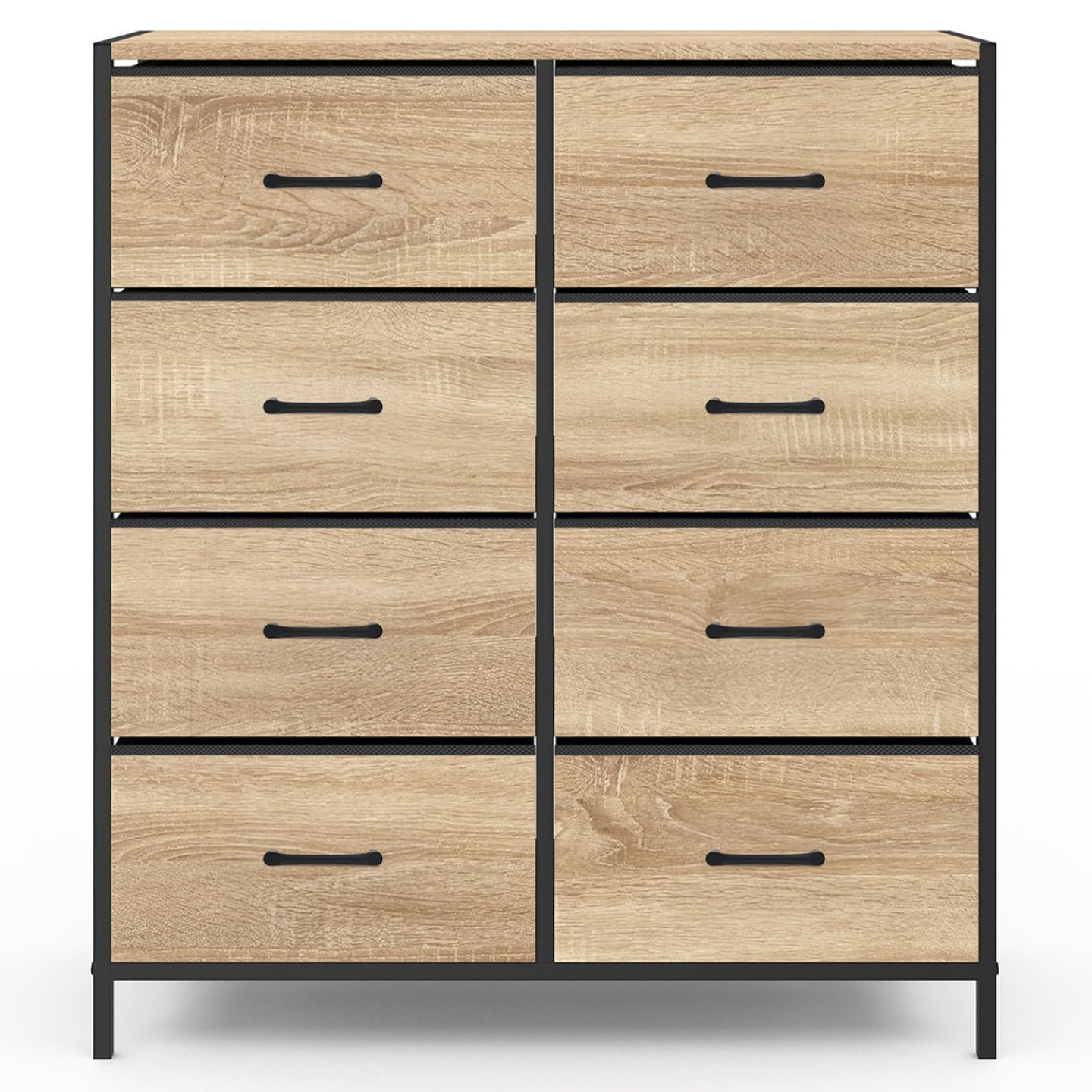 IDMarket - Cómoda 8 cajones de tela Utah 80 cm, mueble de almacenamiento, diseño industrial