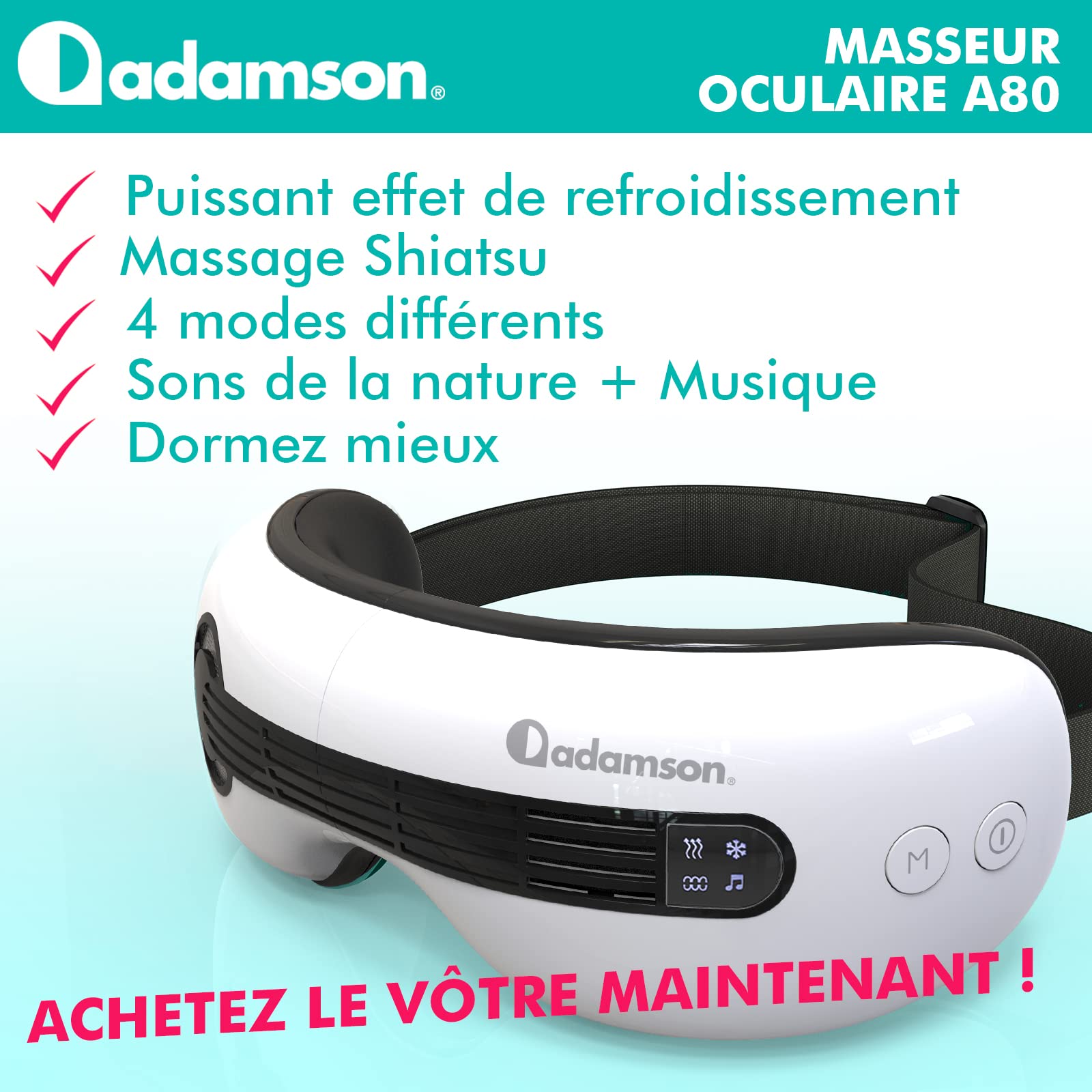 A80 Masseur Oculaire Chaleur et Froid - Anti Cernes - Rechargeable