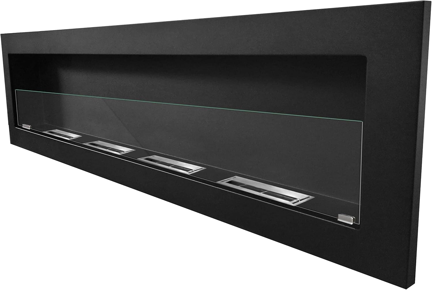 Bio Ethanol Fire BioFire Fireplace Modern 1800 x 400 Black matt with