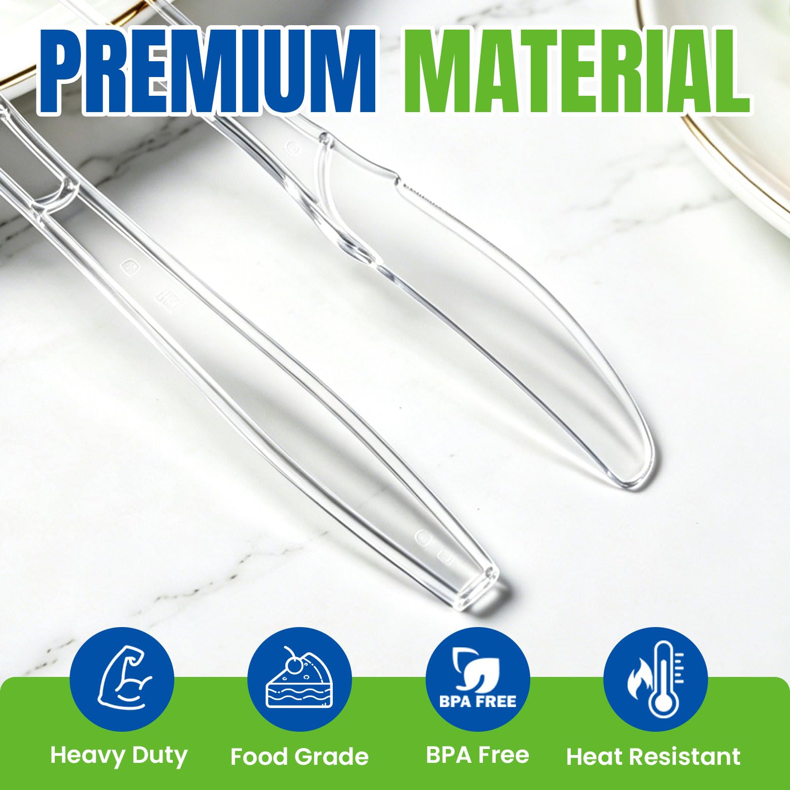 500 Clear Plastic Knives - Heavy Duty & Disposable -3