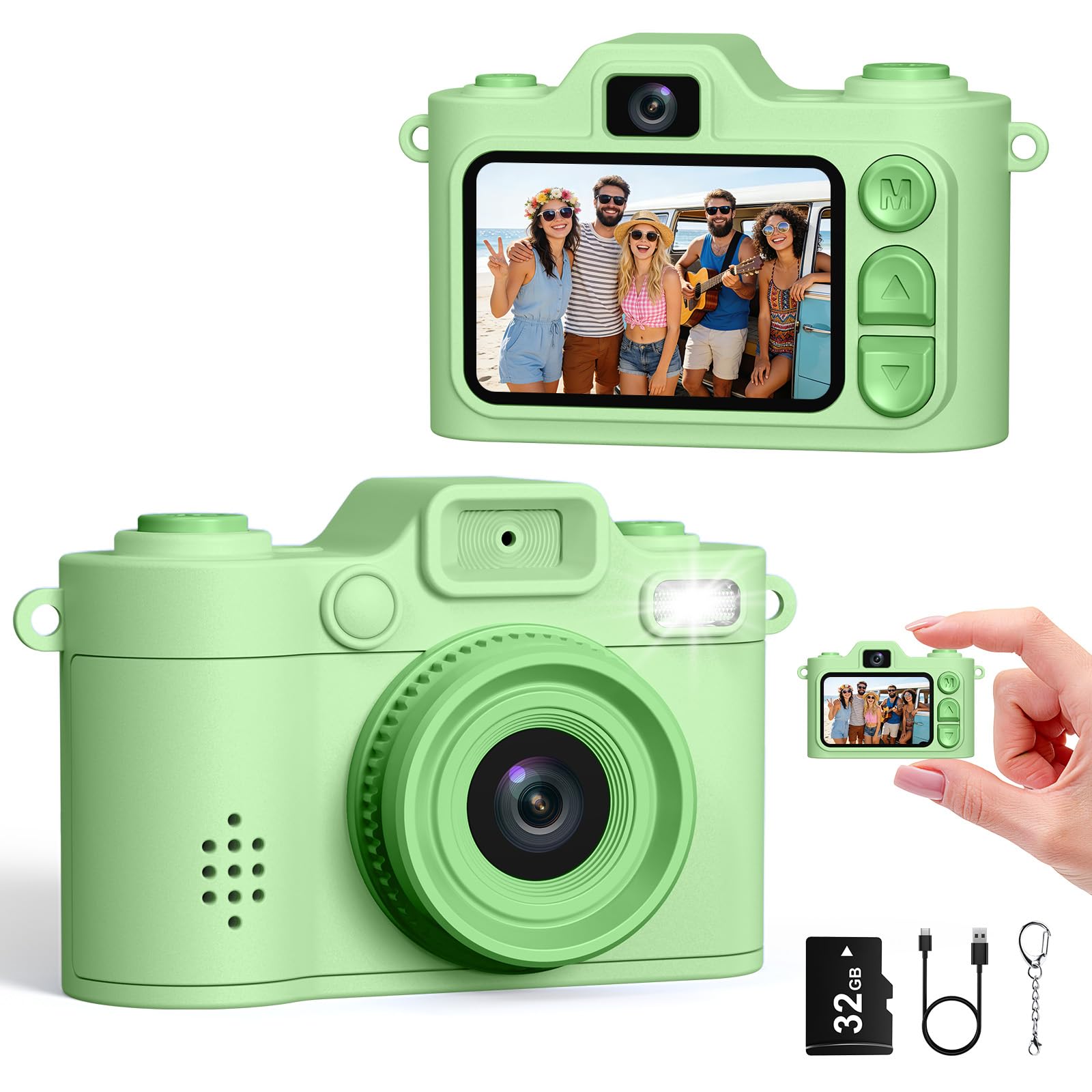 Mini Camara de Fotos, Cámara Digital Retro Pequeña FHD 1080P con Pantalla a Color de 1,38 Pulgadas, Cámara Selfie con Llavero, Flash y Grabación, Mini Cámara Creativa Tipo Pulgar, Regalo Original — view 13