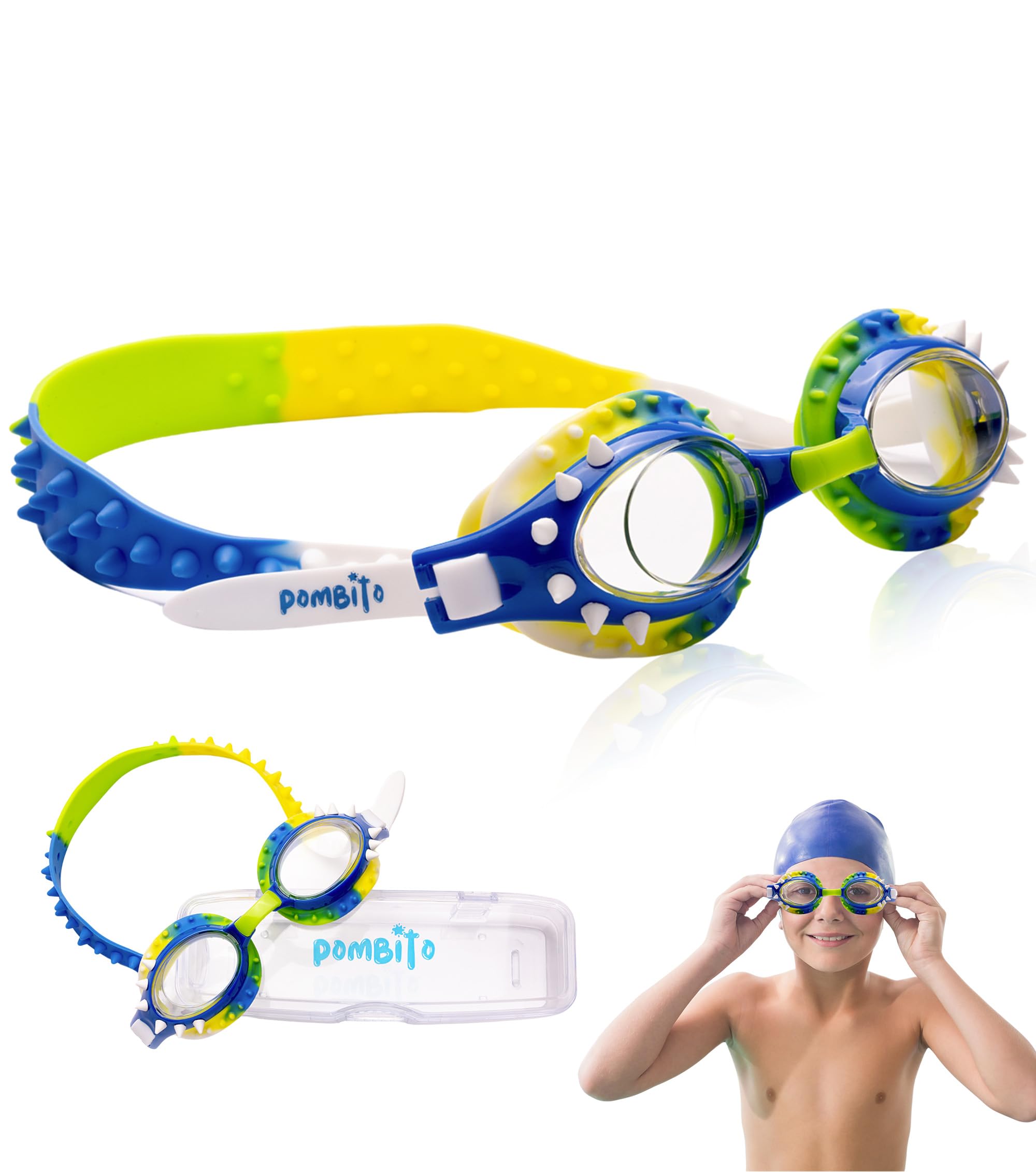 Gafas natación niño niña, Gafas piscina niño niña, Gafas buceo niño niña, Diseño Divertido, Protección UV, Antivaho, 100% Silicona, Sin Látex, con funda para gafas, Regalo para niño niña