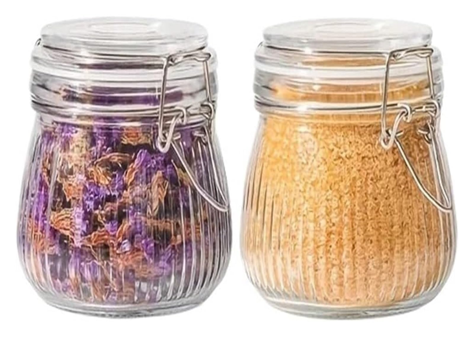 ASMJHQCLW Kitchen Storage Jar, Airtight Glass Jar With Lids Storage Containers 2 Pcs Multiple Sizes For Coffee Bean(2PCS 500ml)