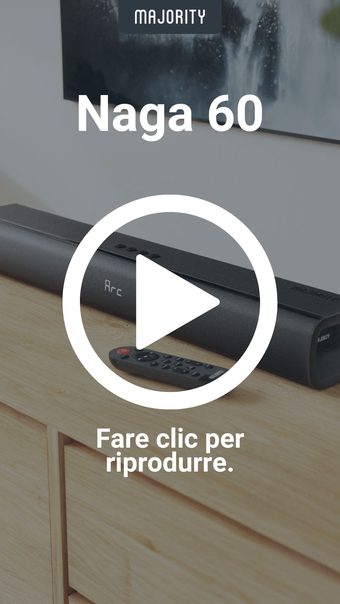 Soundbar Majority Naga 60 120W - Con Subwoofer Integrato, Bluetooth E Montaggio A Parete