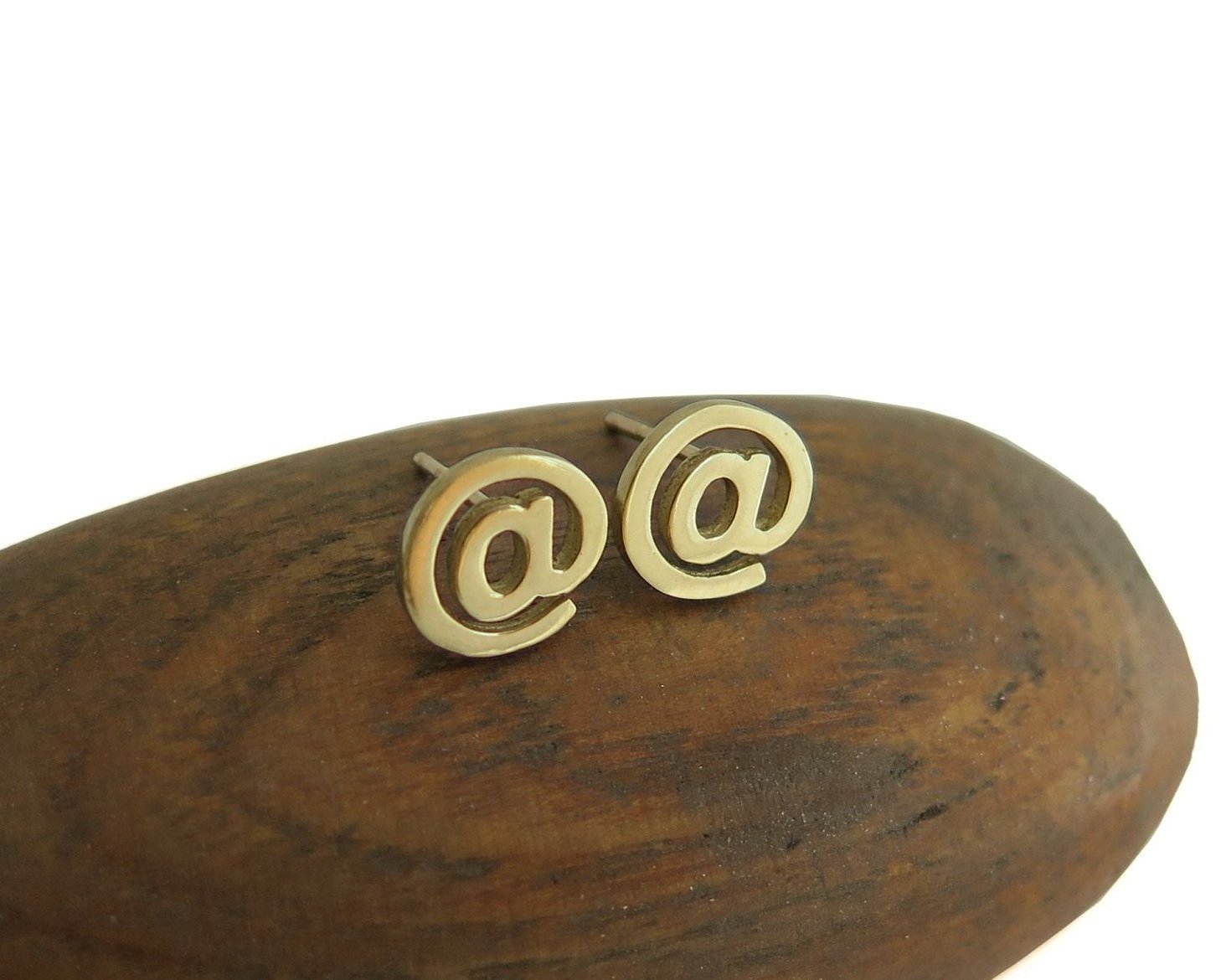 Dalia Shamir Jewelry14k Gold At Sign Stud Earrings