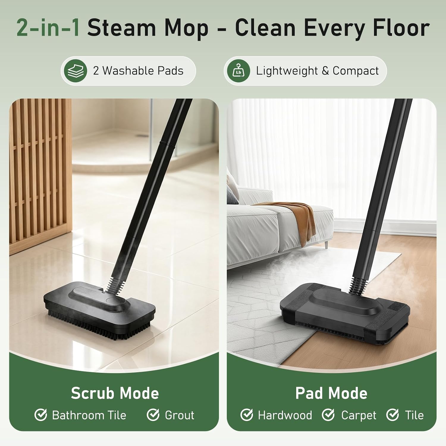 14 IN 1 Steam Cleaner Mop, Handheld Steamer Cleaning for Home,1.6L Tank | 2500W High pressure steam cleaner for car tile grout floor all surface cleaning,15S Fast heat-up,27PCS Accessories