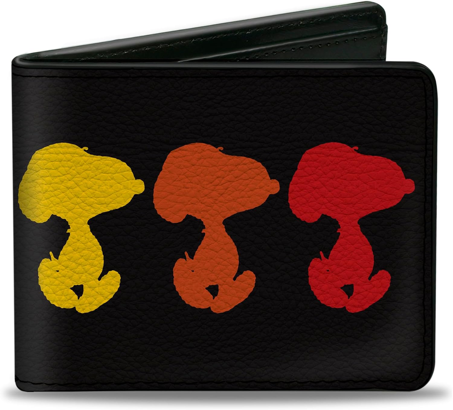 Buckle-Down Peanuts Worldwide LLC Wallet, Bifold, Peanuts Snoopy Silhouette Pose Black Rainbow Multi Color, Vegan Leather