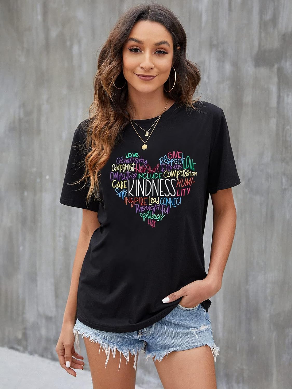 Kindness Shirt for Women Summer Casual Short Sleeve Inspirational Tee Tops - Image 4