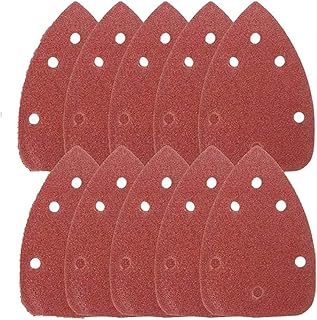 10PCS Triangular Sandpapers, Oscillating Multitool Sanding Pads Hook and Loop 140 * 98mm Sanding Paper 6 Holes Detail Sander Sandpapers 40 Grit