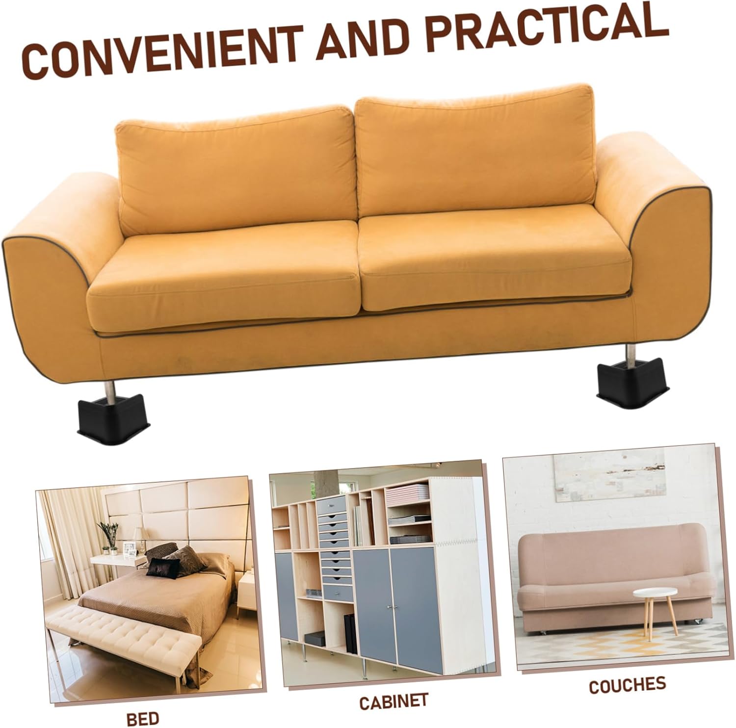4pcs -Scratch Furniture Risers Height Bed and Couch Lifts for Enhanced Storage for Sofas Desks and Appliances