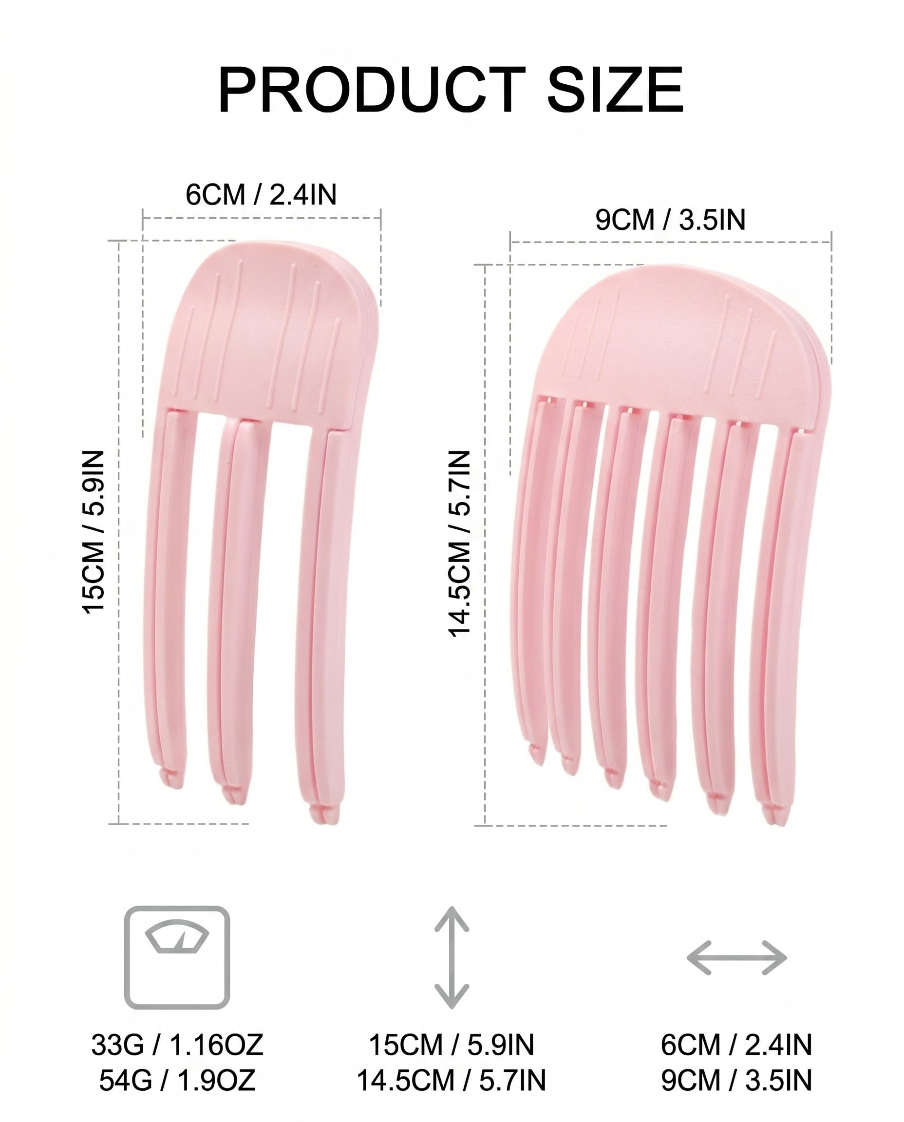2 Pezzi Pettine per Capelli Volumizzante Rosa, Clip Della Radice Del Volume, Pettine Per Radici Volume Dei Capelli Ricci E Mossi, Fermagli Volumizzanti Frangia, Accessori Capelli Donna Uomo