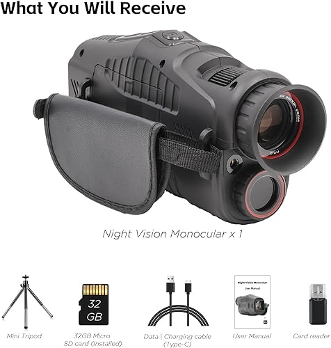 Miniatura 7 de Monocular recargable de visión nocturna para 100% oscuridad, Full HD1080P 5X zoom digital infrarrojo gafas de visión nocturna binoculares para caza,