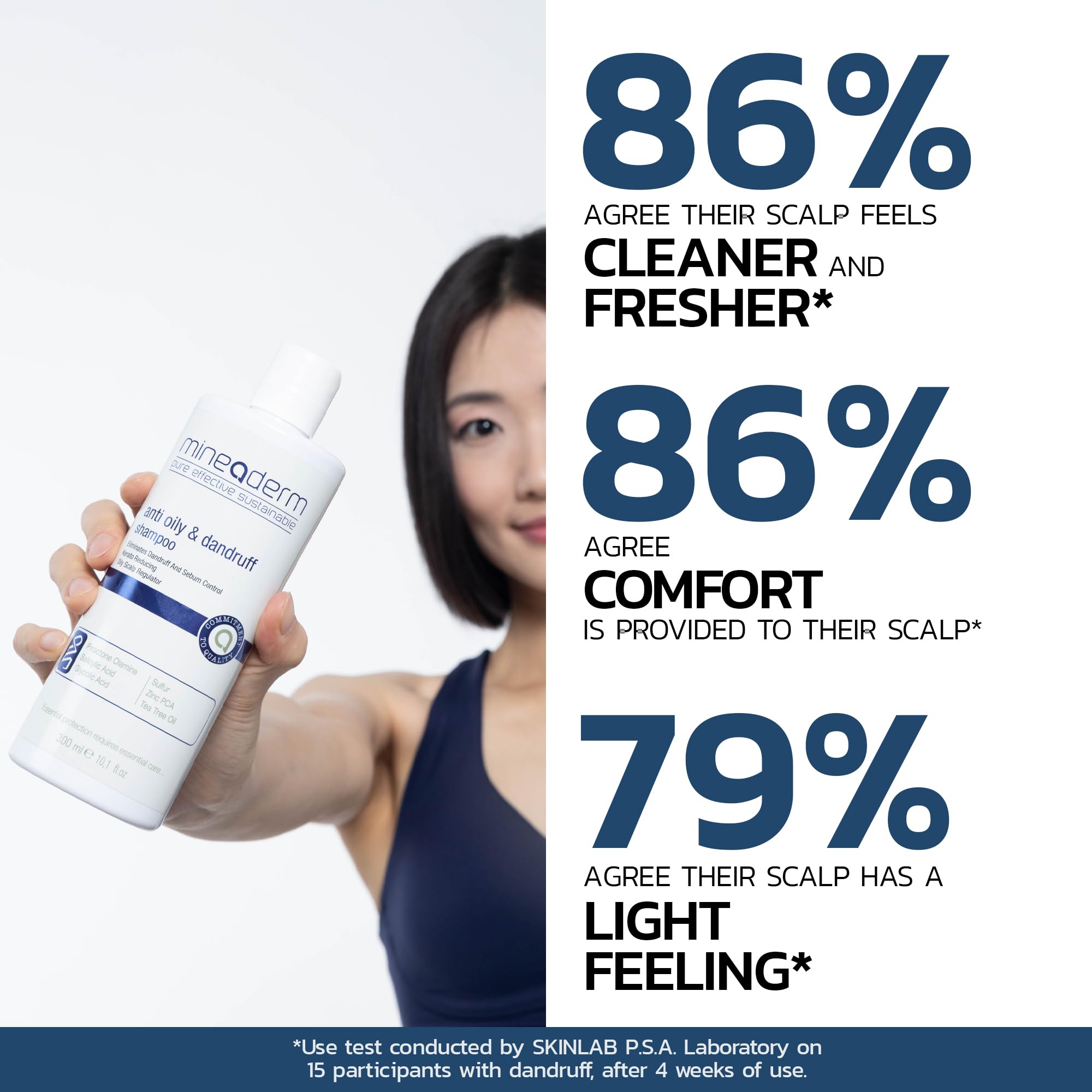 Mineaderm Champú anticaspa para cuero cabelludo graso y con picazón – Con olamina, ácido salicílico y aceite de árbol de té – Sin siliconas – Para hombre y mujer – 300 ml (Paquete de 2)