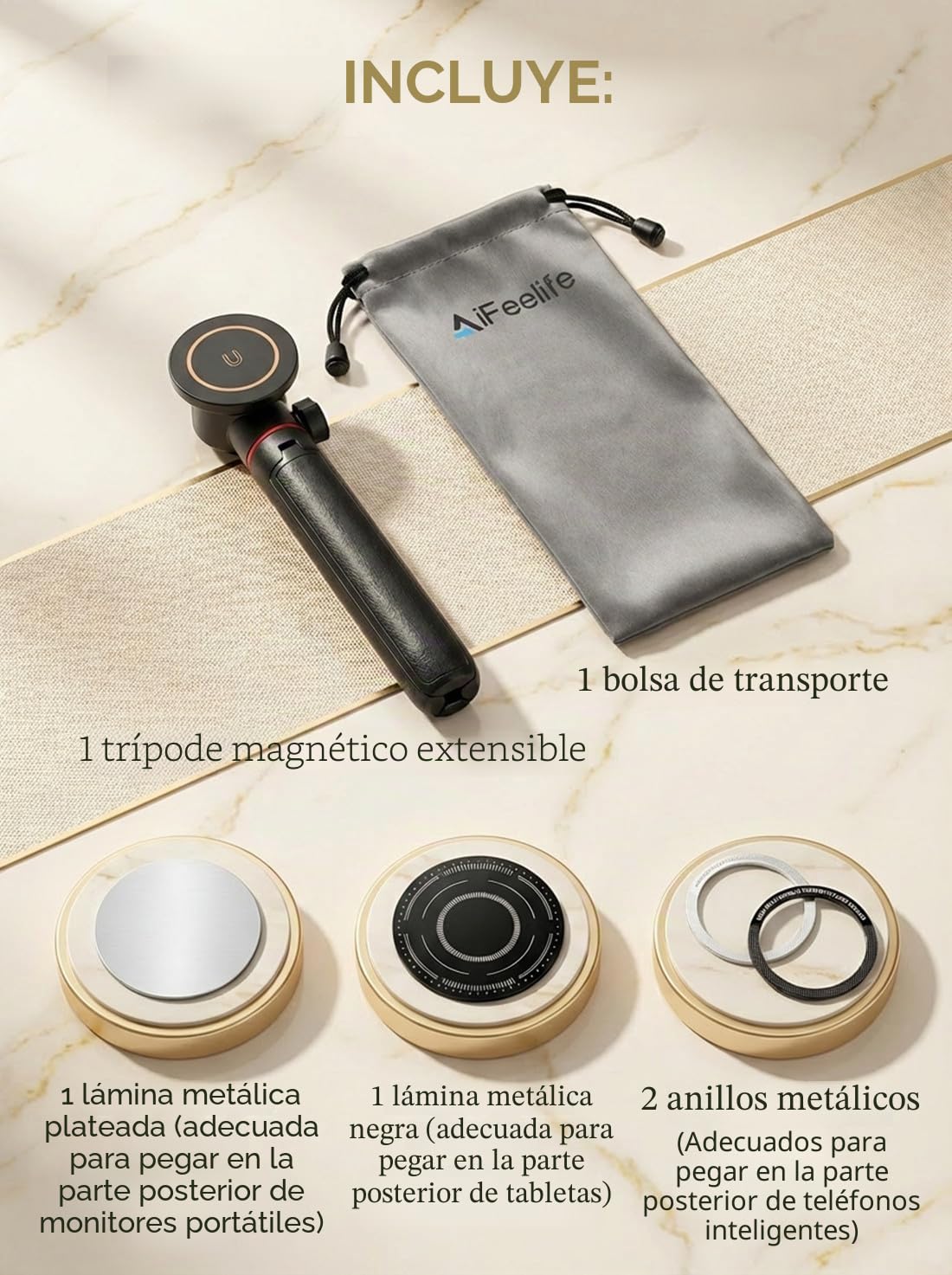 Soporte portátil para monitor de viaje, soporte de configuración apilable magnético ajustable para monitor portátil de 15,6 pulgadas, soporte plegable de metal para monitores y tablets de