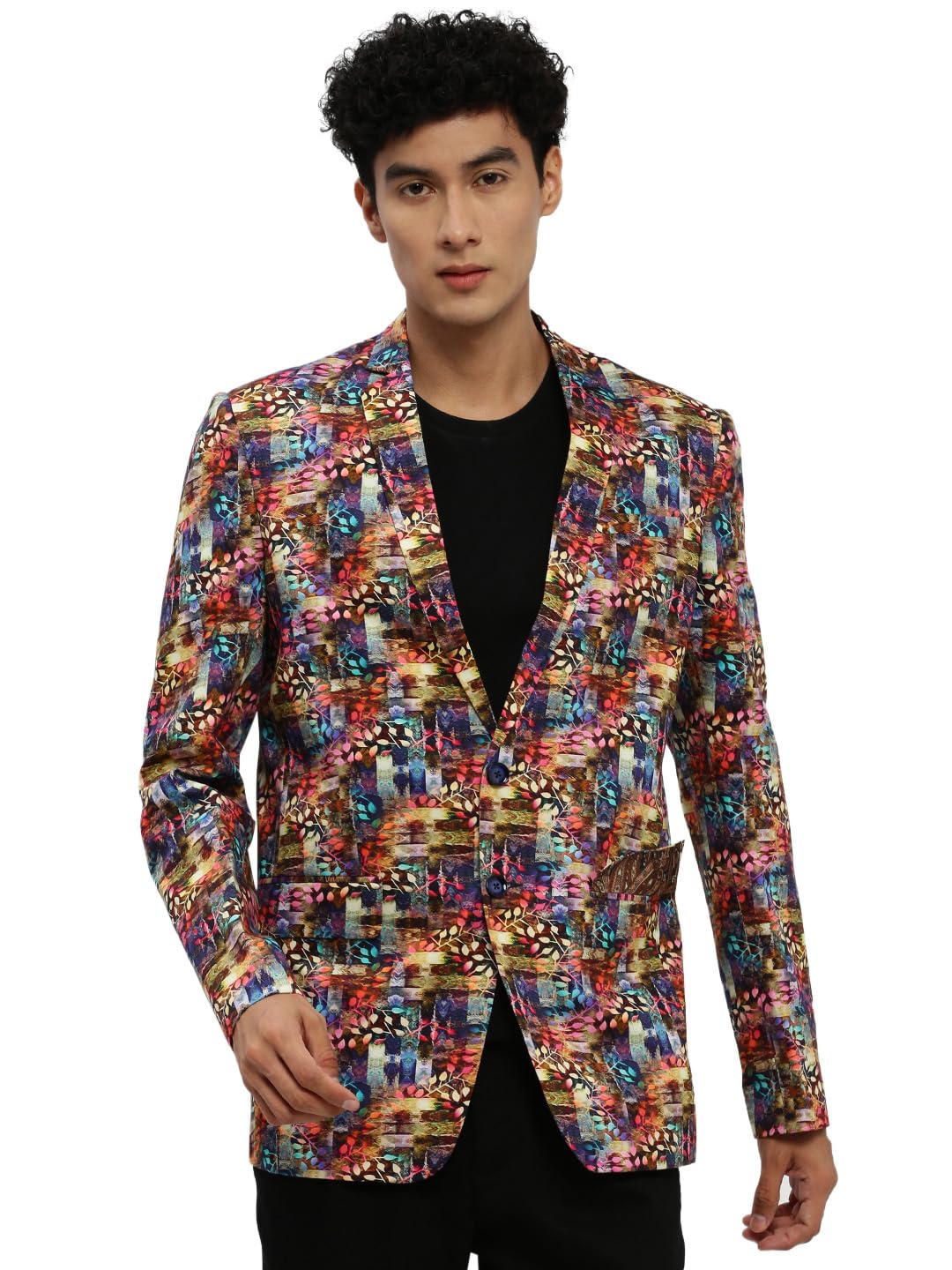 showoffff SHOWOFF Men's Notched Lapel Multi Single-Breasted Slim Fit Blazer-SOBLZ-84-2_Multi-picture-22