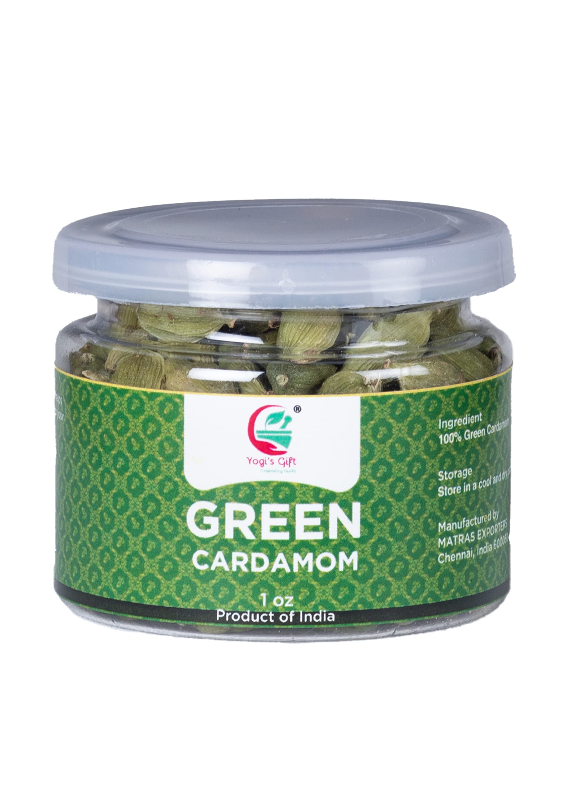 Indian GREEN CARDAMOM Pods Whole | 1 oz | Flavourful Indian Spice | Semillas de Cardamomo | by Yogi's Gift