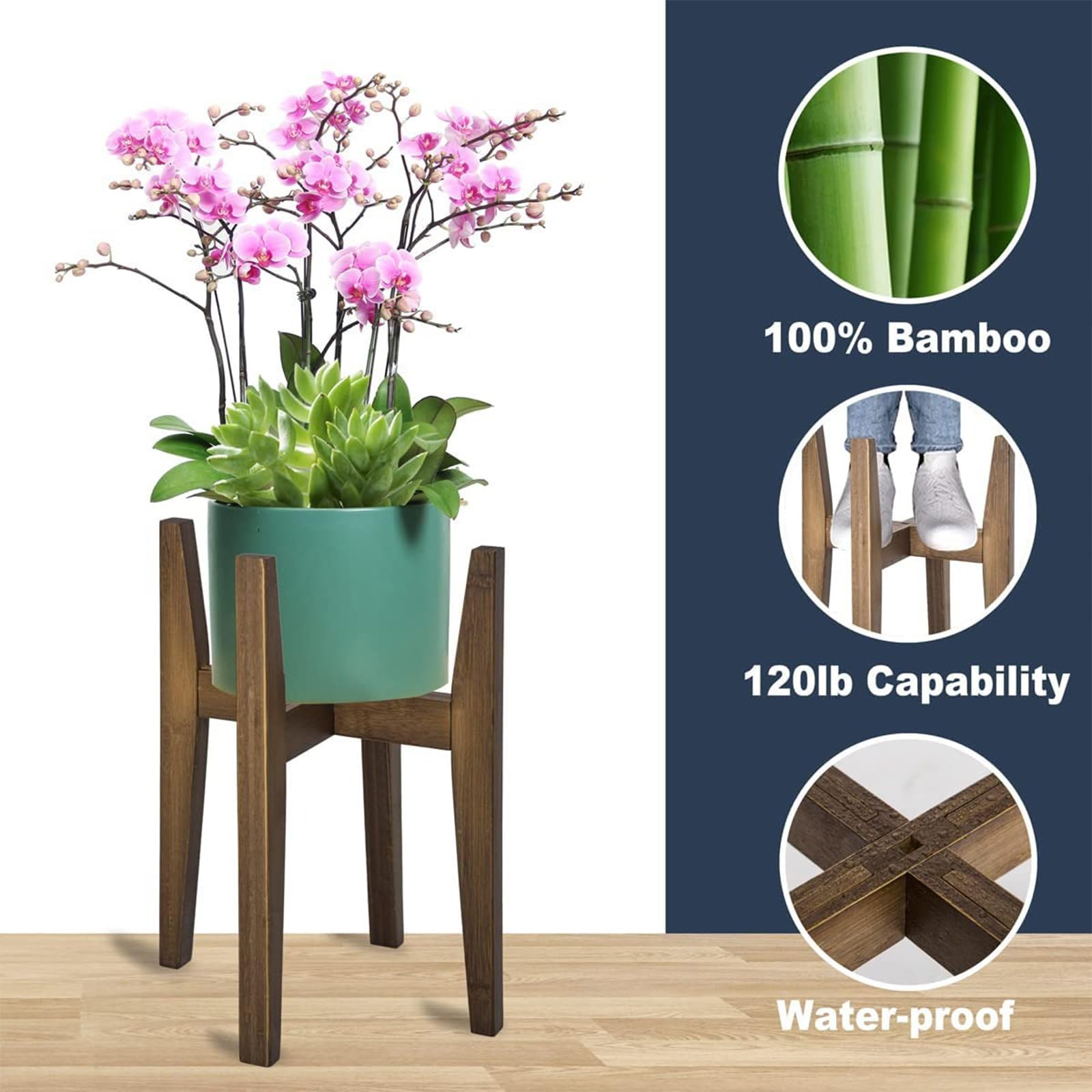 ML-Design Set 2 Supporti Sgabelli per Piante Fiori 20x60x20/30x70x30 cm Supporto Fioriera in Metallo Design Moderno Portavasi Resistente alle Intemperie e Robusto da Interno Esterno Base Angolare Nero