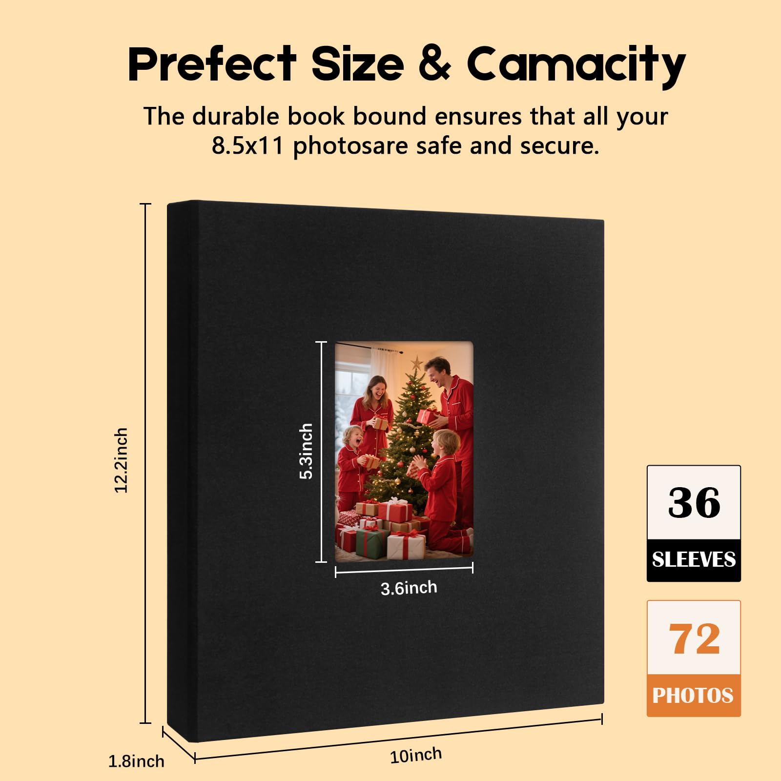 Aevdor Álbum de Fotos 8,5X11 Contém 68 Fotos, Álbum de Fotos 8