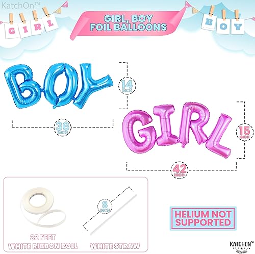 Miniatura 10 de KatchOn, Globo de escritura para niños o niñas, 36 pulgadas, globos de aluminio para revelación de género para decoraciones de revelación de género,