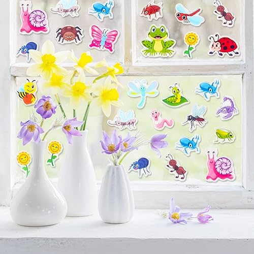 Miniatura 3 de Whaline 40 calcomanías de gel grueso para insectos y ventanas de insectos, calcomanías de gel para ventana de insectos, lindas calcomanías
