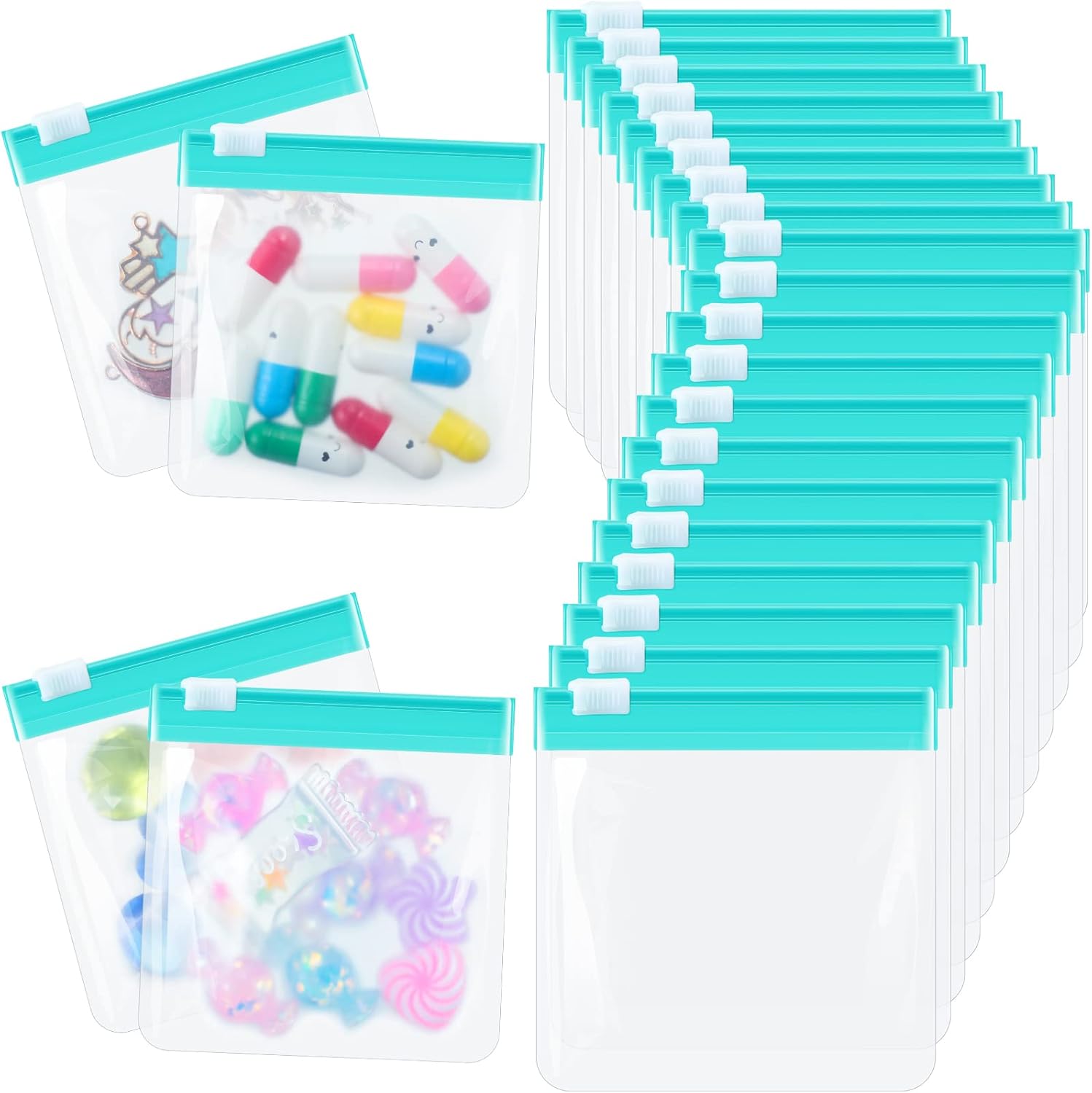 24 Pieces Pill Pouch Bags Zippered Pill Pouch Set Reusable