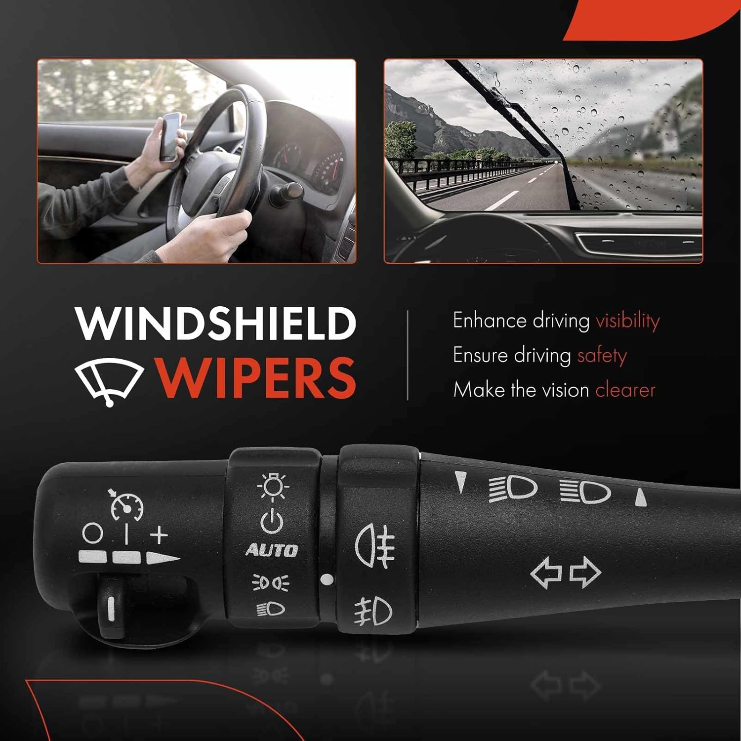 A-Premium Turn Signal Switch, Headlight Dimmer (Auto), Parking/Fog Light, Cruise Control Multifunction Switch Lever Compatible with Cadillac STS 2005-2008, Chevy Corvette 2005-2007, w/Rear Fog Light