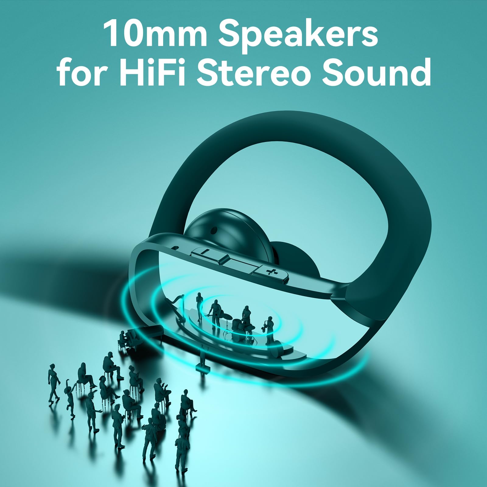 bmani Ear Buds Wireless Earbuds Bluetooth Headphones with 80H Playtime LED Display Case, Over-Ear Hook with Mic, Stereo Sound, Easy Button Controls, Sports Earphones for Running Workout Gym: Green