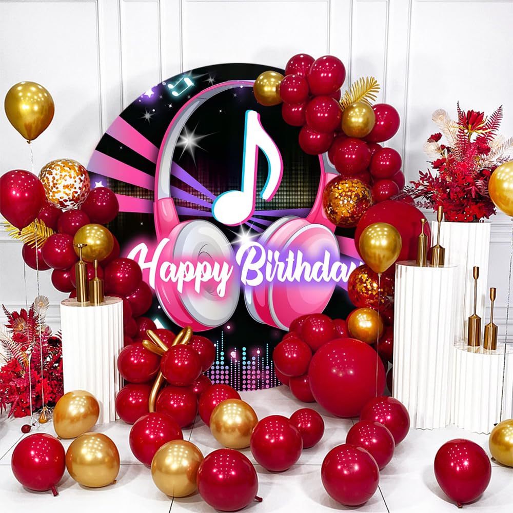 Diameter 1,5m Round Happy Birthday Backdrop Music Theme