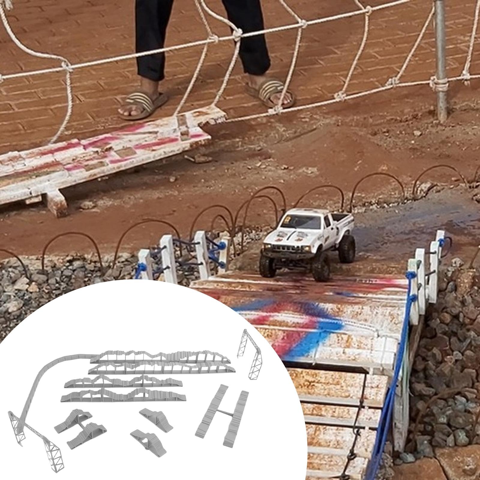 Qianly Ponte Radiocomandato per Veicoli Fuoristrada in Miniatura, Simulazione di Percorso a Ostacoli, Rampa di Prova Professionale, Accessorio in Polipropile, Style D