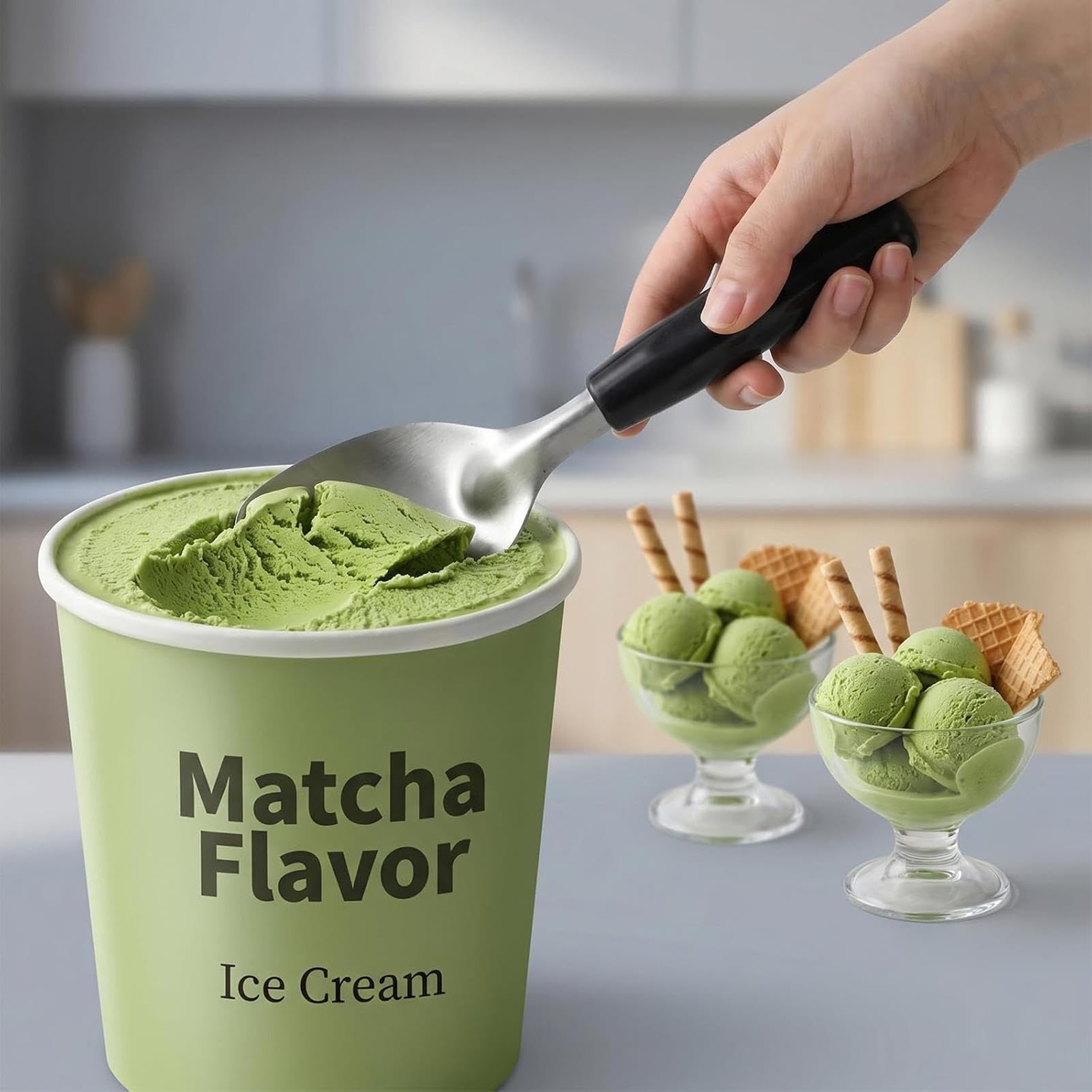 Lot de 6 cuillères à glace en acier inoxydable 430, cuillères à dessert glacées robustes en métal, pour pâte à biscuits, outil de service en cuisine pour usage